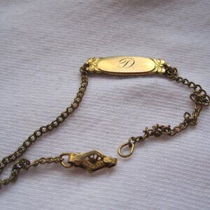 old KiddieKraft 1/20th 12k Gold Filled Petite 'D' Monogrammed Bracelet, 5.5"